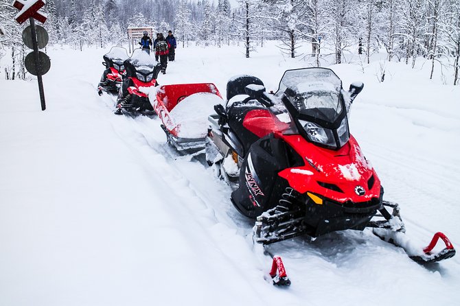 Northern Lights Snowmobile Sleigh Ride - The journey to the summit: scanning from a wooden watchtower
